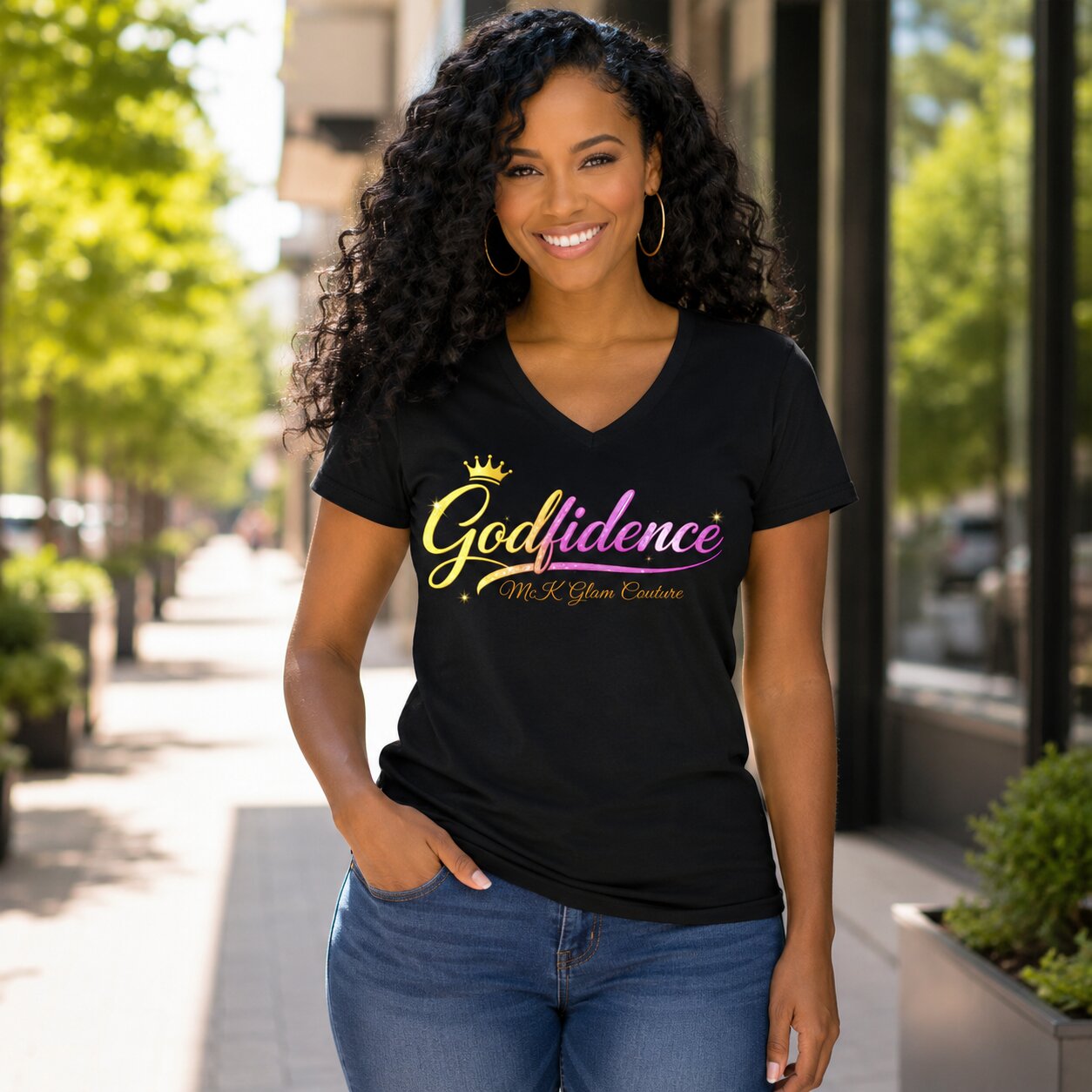 Godfidence Women's V-Neck Tee