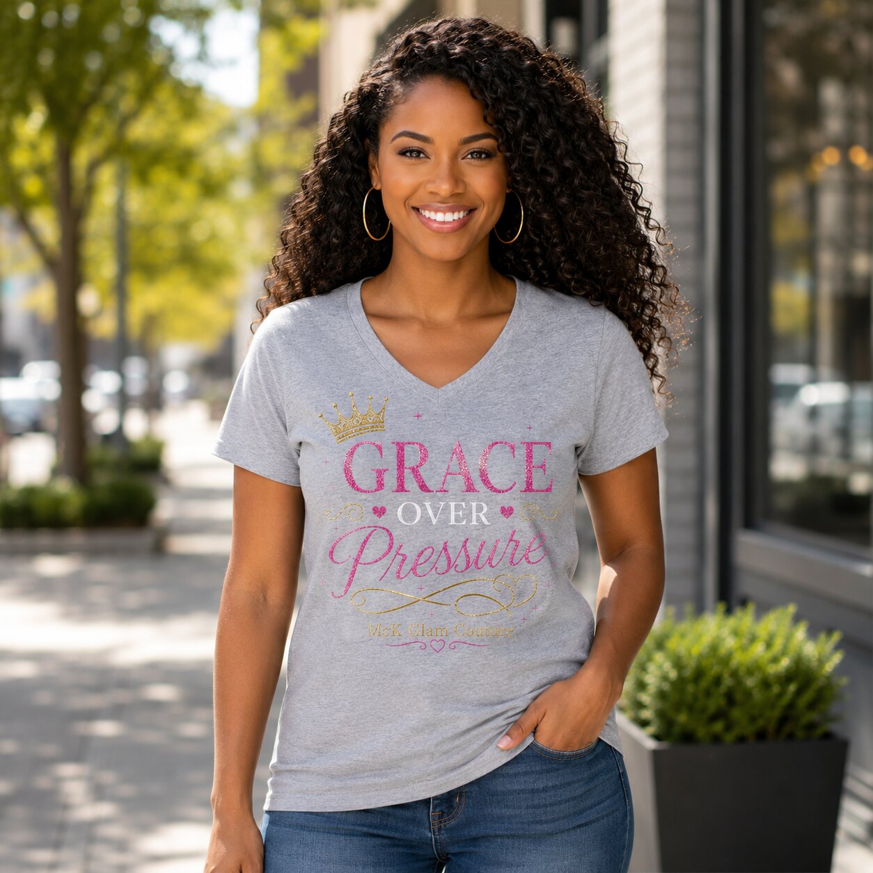 Grace Over Pressure Women's V-Neck Tee