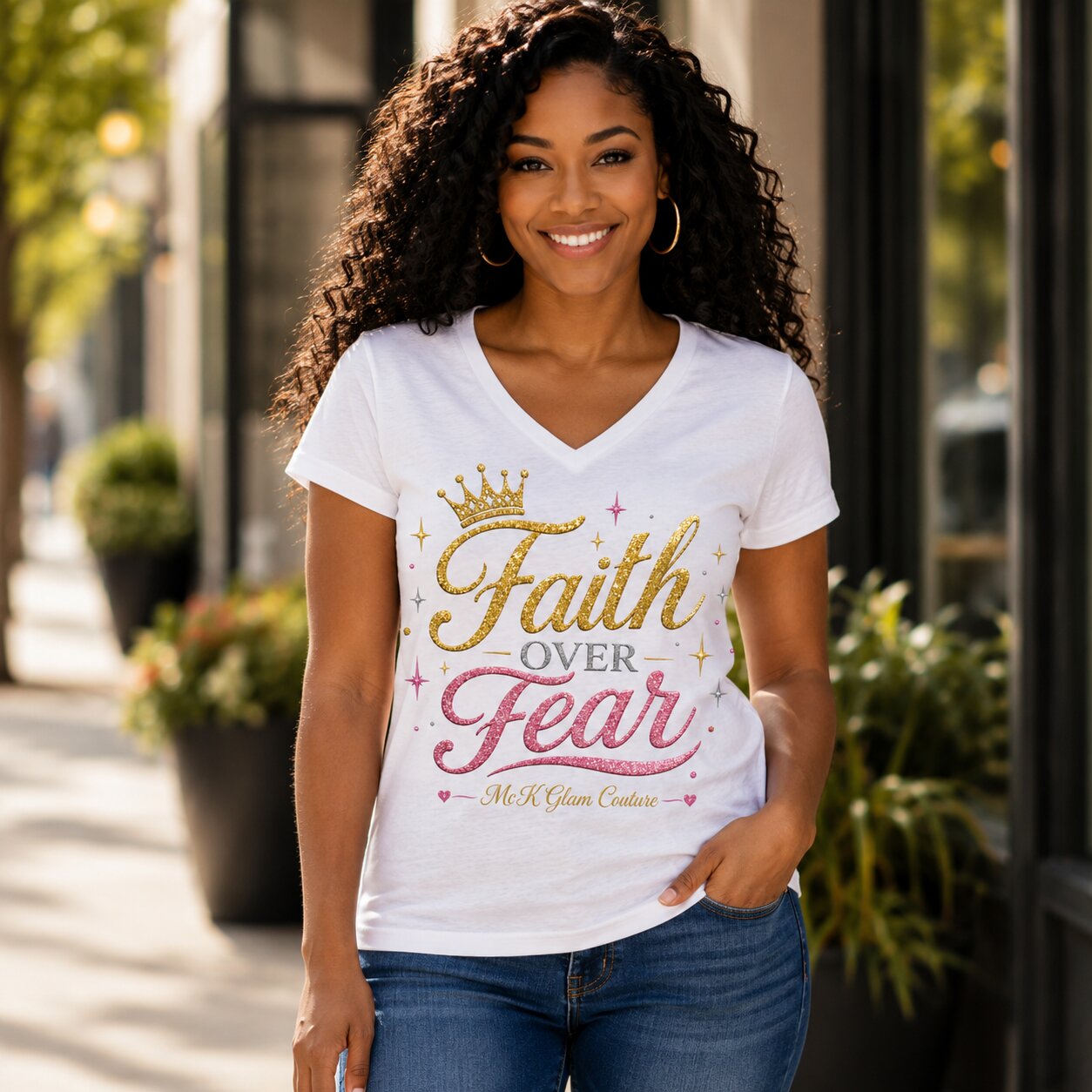 Faith Over Fear Women's V-Neck Tee
