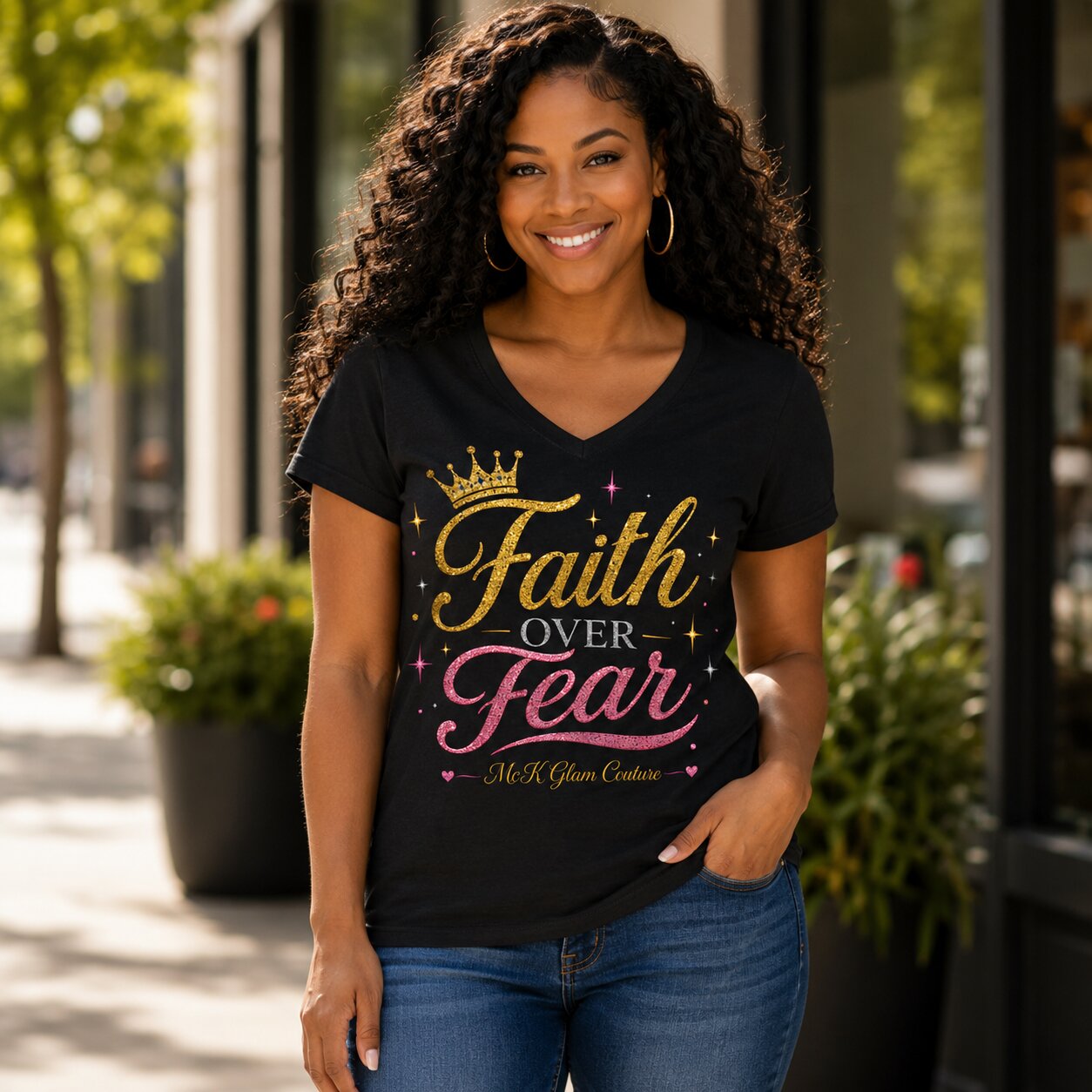Faith Over Fear Women's V-Neck Tee